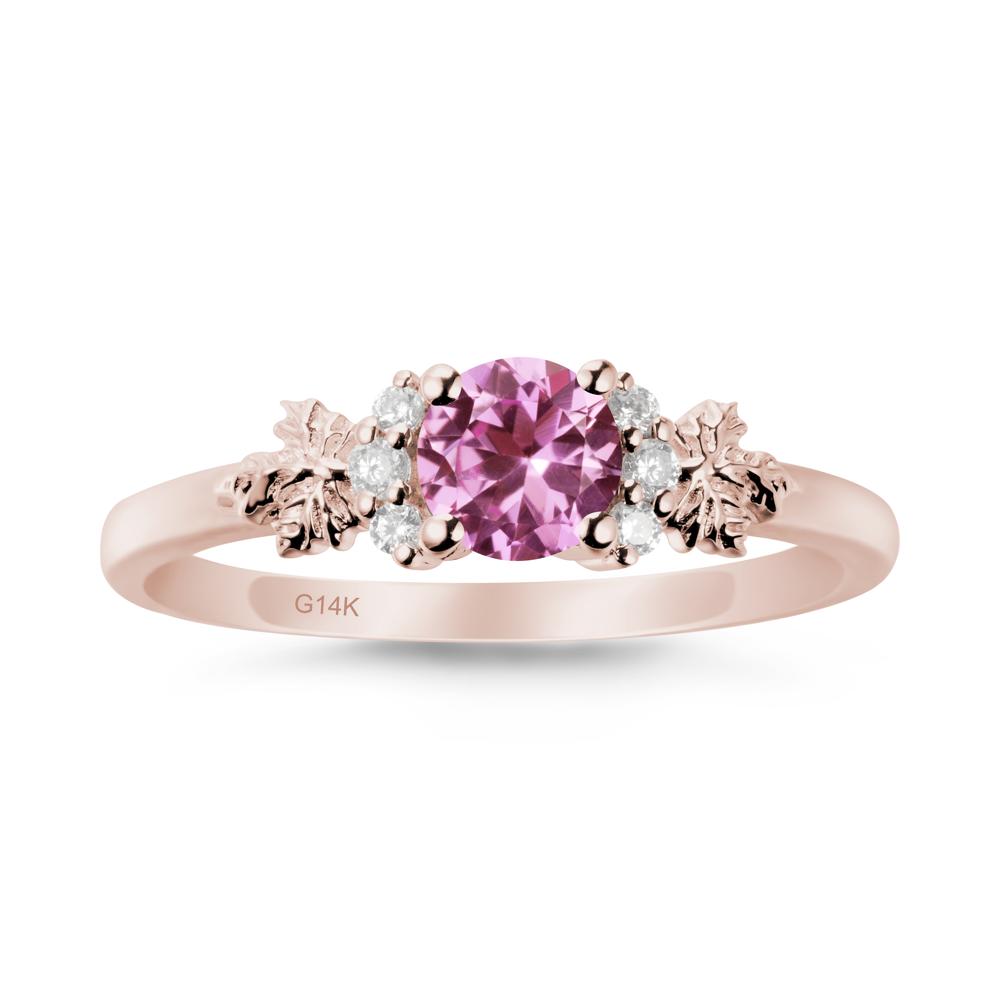 Maple Leaf Round Pink Sapphire Ring - LUO Jewelry #metal_14k rose gold