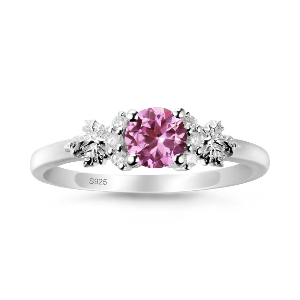 Maple Leaf Round Pink Sapphire Ring - LUO Jewelry #metal_sterling silver