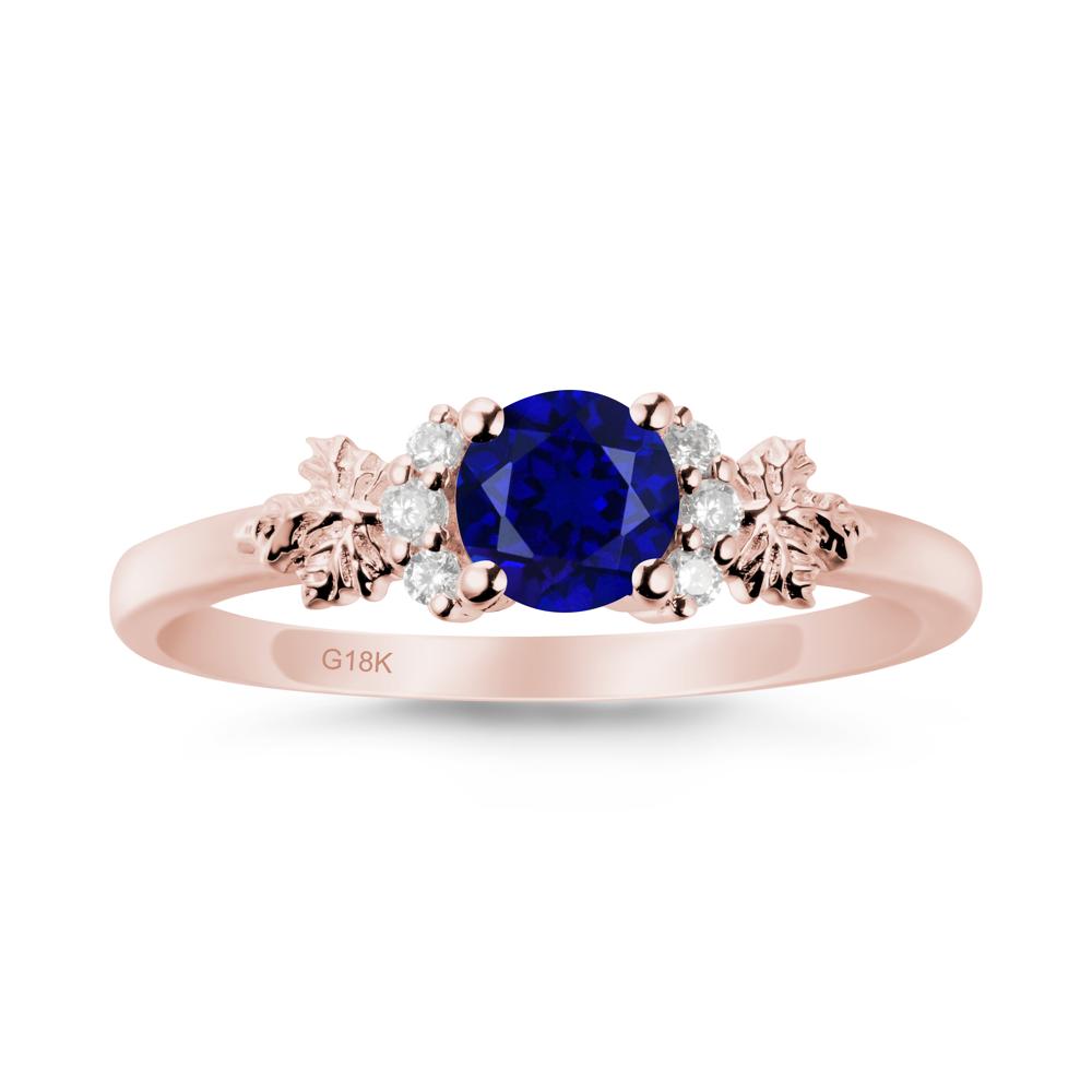 Maple Leaf Round Sapphire Ring - LUO Jewelry #metal_18k rose gold