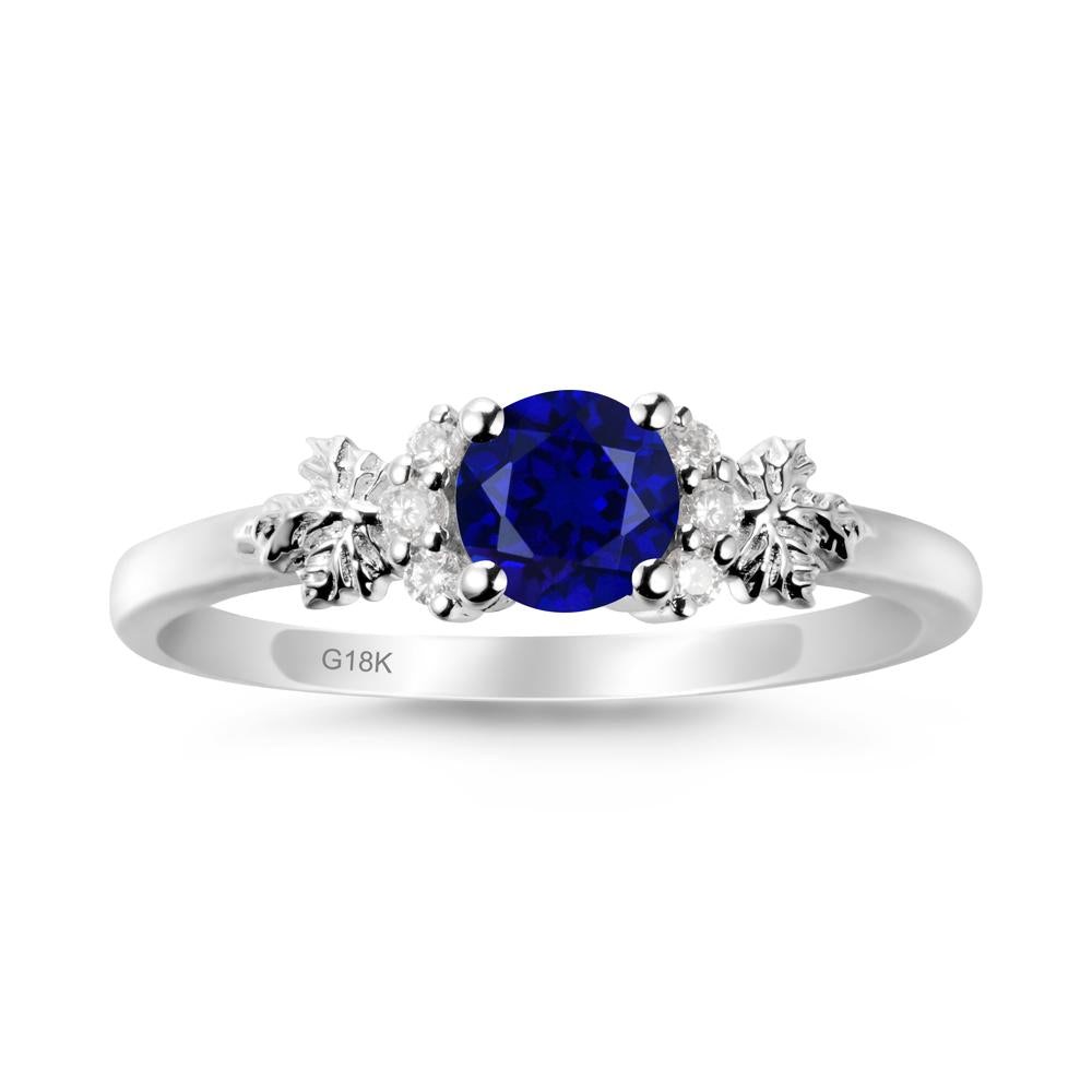 Maple Leaf Round Sapphire Ring - LUO Jewelry #metal_18k white gold