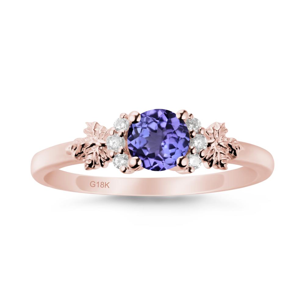 Maple Leaf Ring with Round Tanzanite - LUO Jewelry #metal_18k rose gold