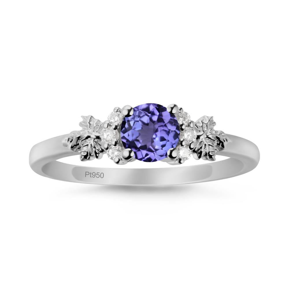 Maple Leaf Ring with Round Tanzanite - LUO Jewelry #metal_platinum