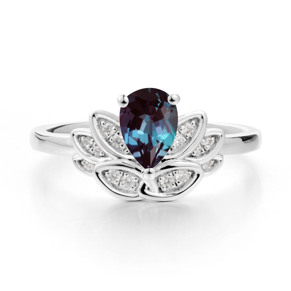Lotus Flower Alexandrite Ring - LUO Jewelry #metal_18k white gold