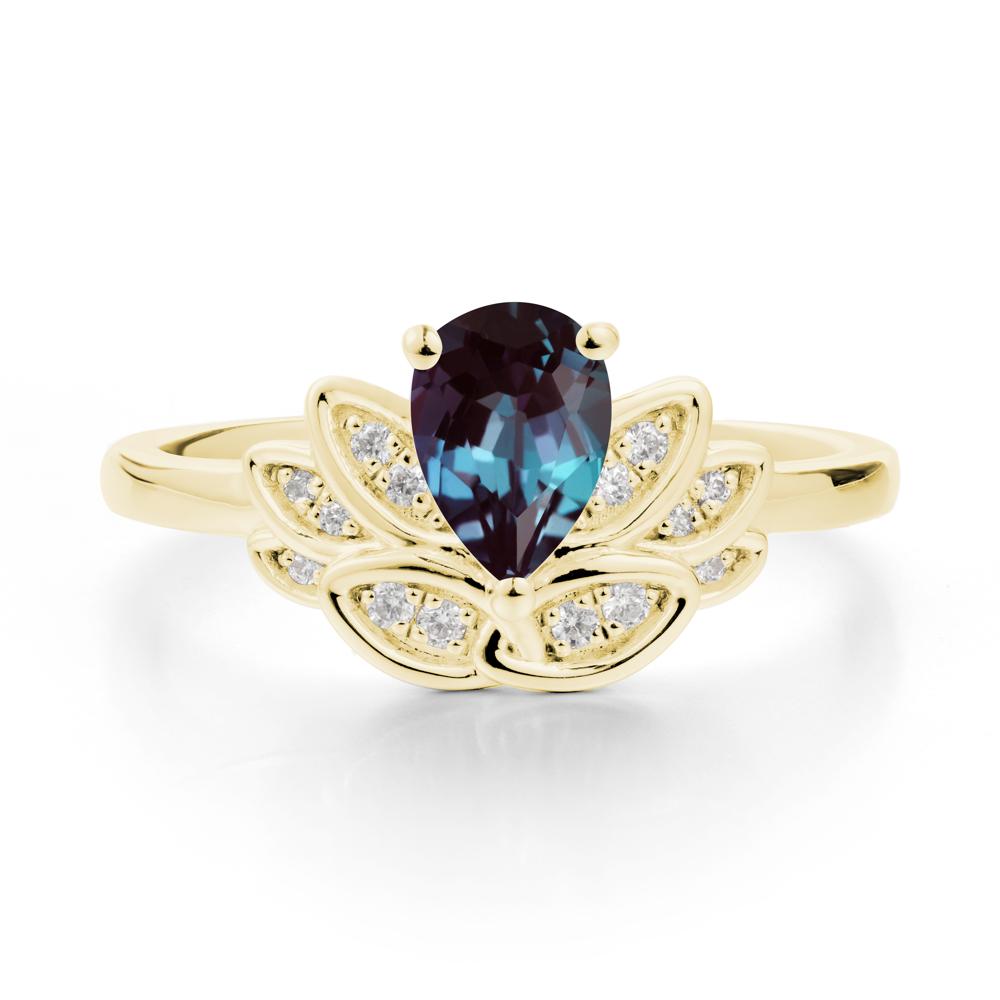 Lotus Flower Alexandrite Ring - LUO Jewelry #metal_18k yellow gold