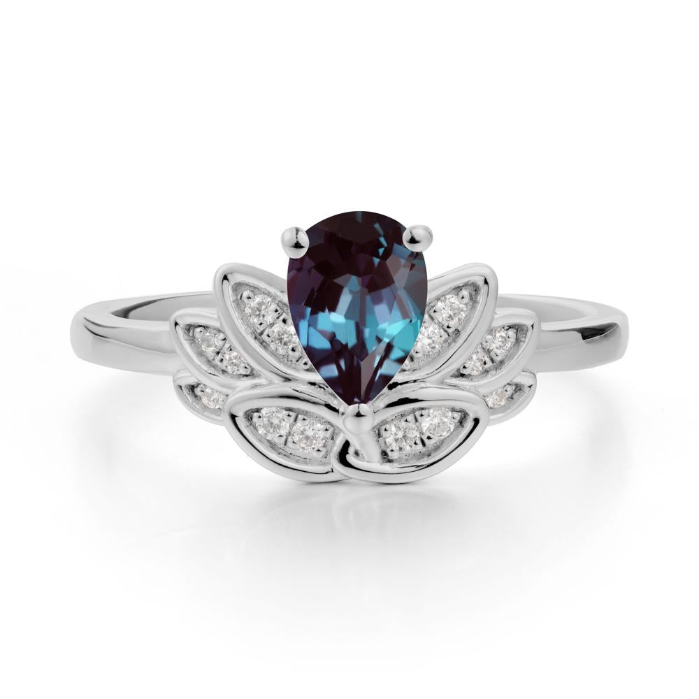 Lotus Flower Alexandrite Ring - LUO Jewelry #metal_platinum