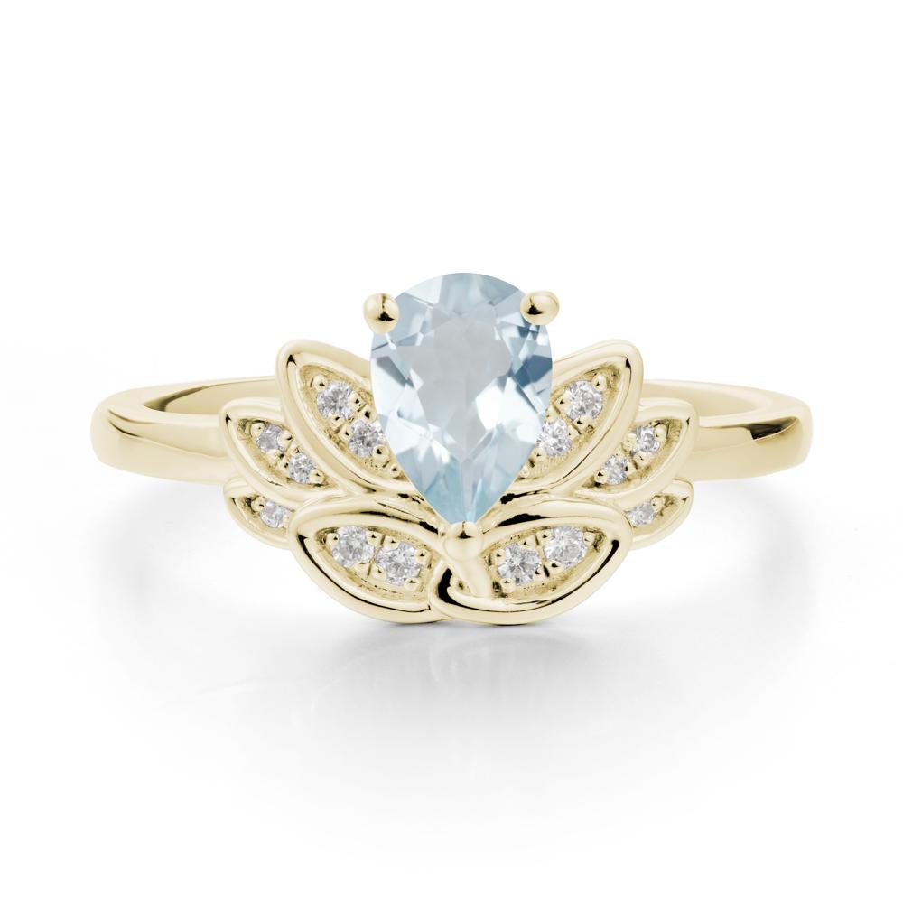 Teardrop Aquamarine Petal Ring - LUO Jewelry #metal_14k yellow gold