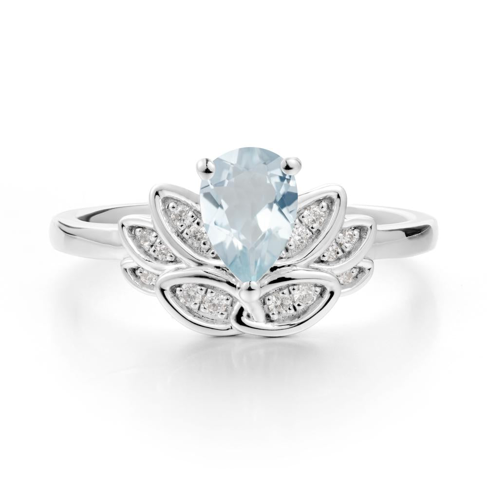 Teardrop Aquamarine Petal Ring - LUO Jewelry #metal_18k white gold