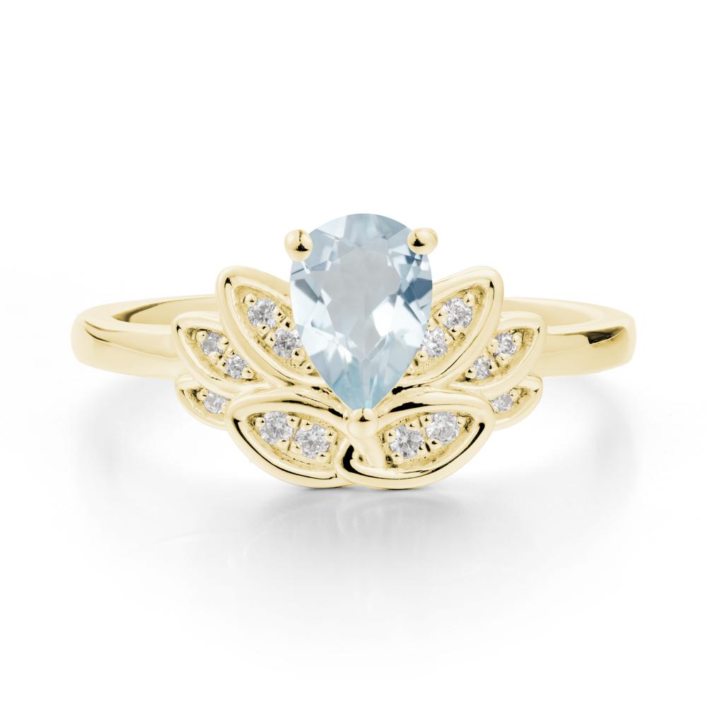 Teardrop Aquamarine Petal Ring - LUO Jewelry #metal_18k yellow gold