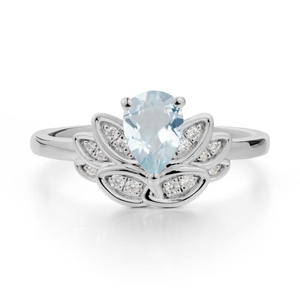 Teardrop Aquamarine Petal Ring - LUO Jewelry #metal_platinum