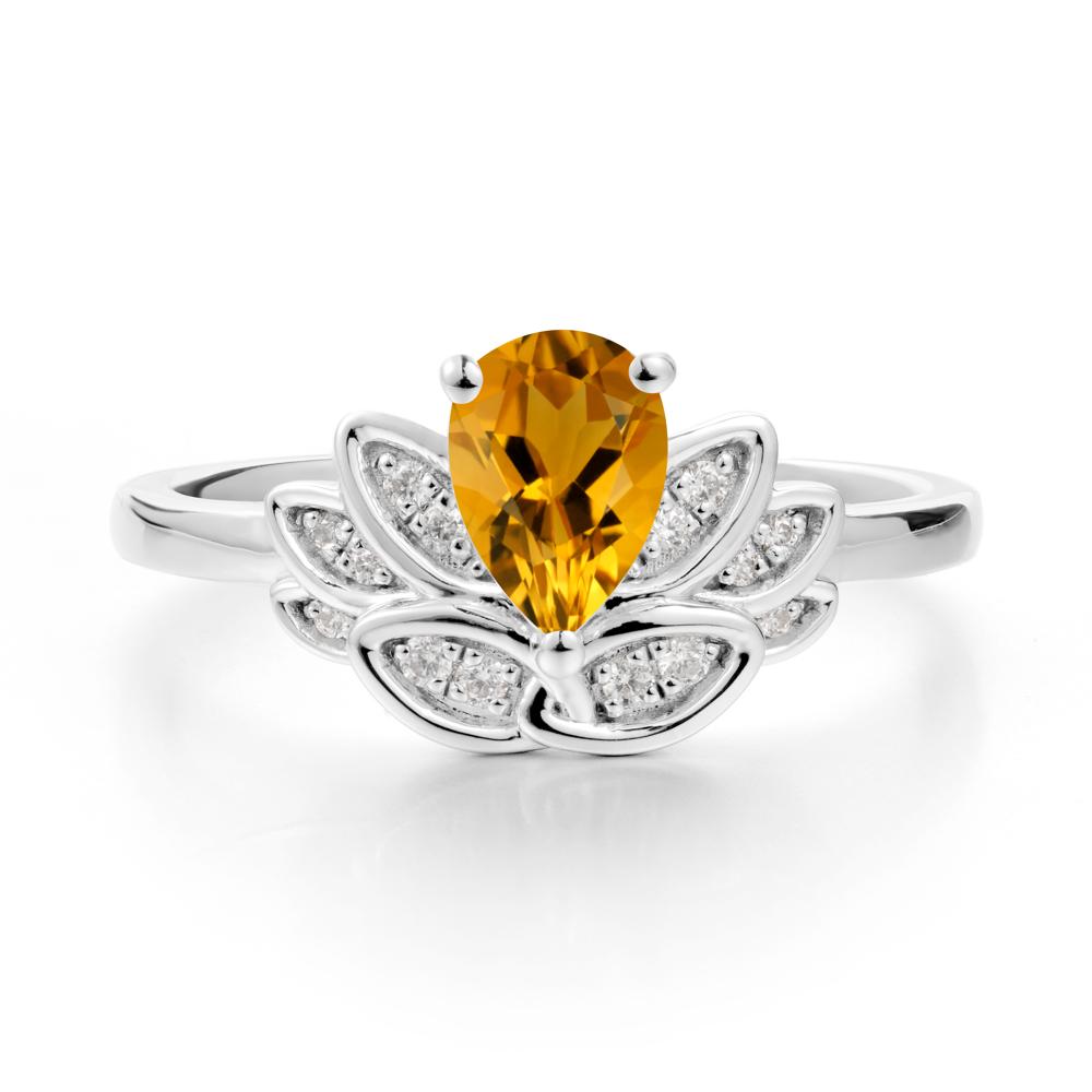Teardrop Citrine Petal Ring - LUO Jewelry #metal_18k white gold