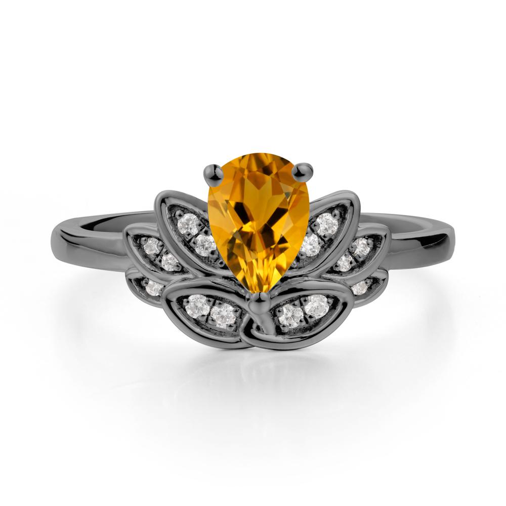 Teardrop Citrine Petal Ring - LUO Jewelry #metal_black finish sterling silver