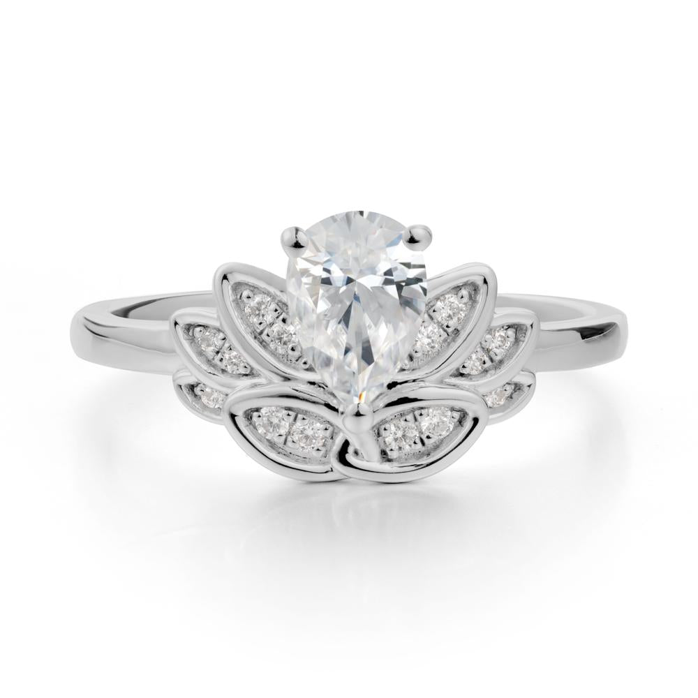 Lotus Flower Cubic Zirconia Ring - LUO Jewelry #metal_platinum