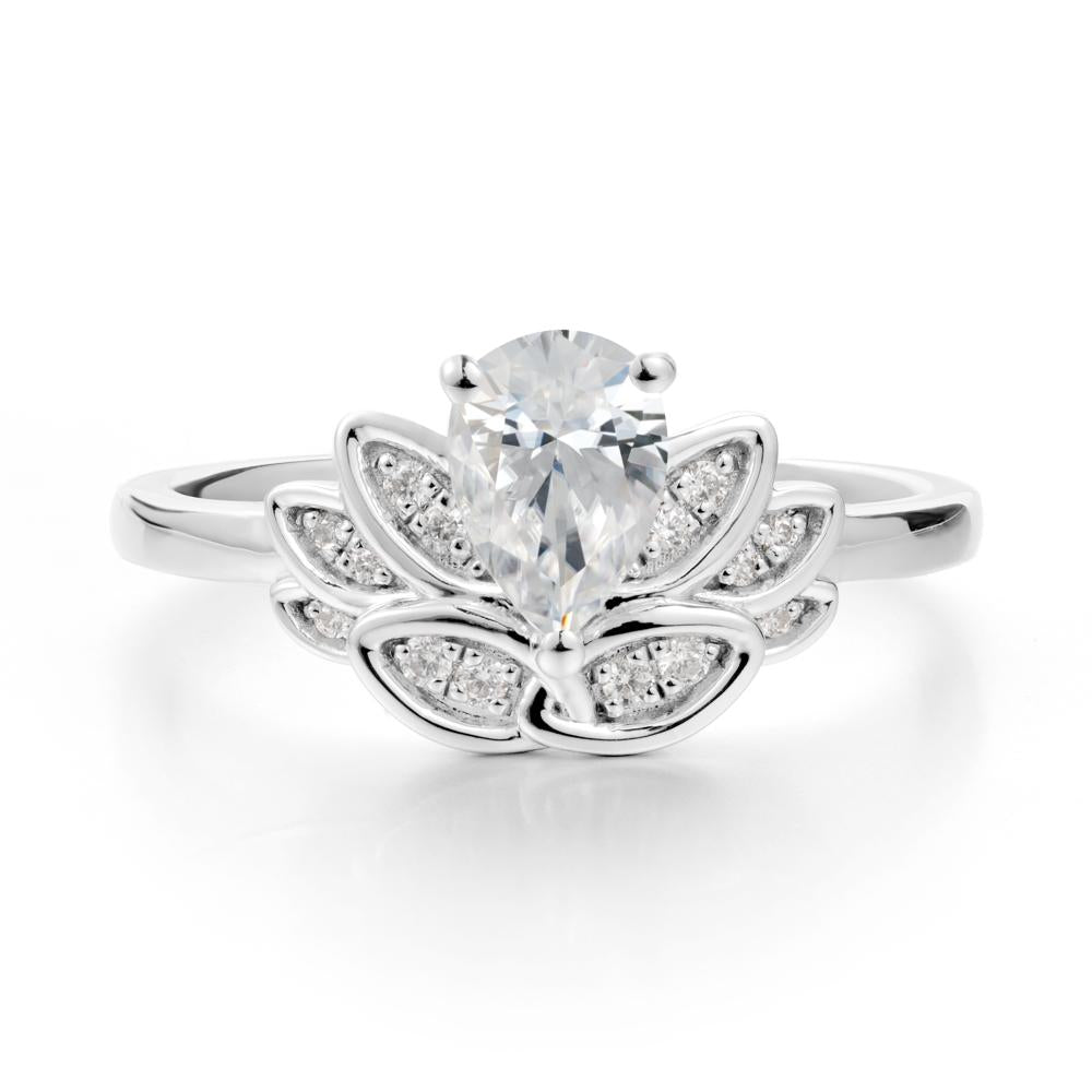 Lotus Flower Cubic Zirconia Ring - LUO Jewelry #metal_sterling silver