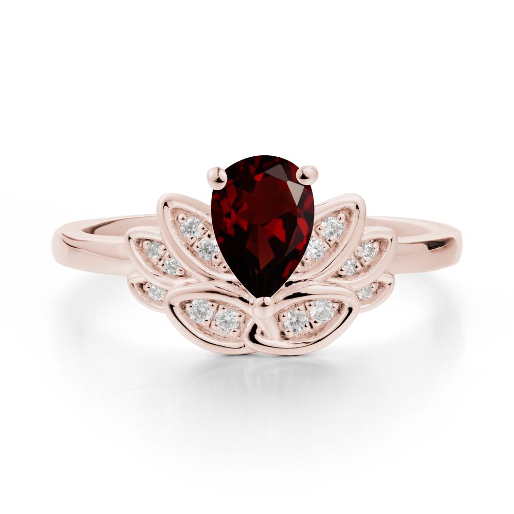 Teardrop Garnet Petal Ring - LUO Jewelry #metal_14k rose gold