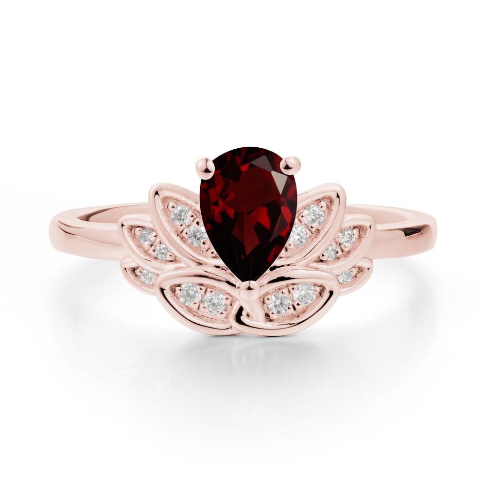 Teardrop Garnet Petal Ring - LUO Jewelry #metal_18k rose gold