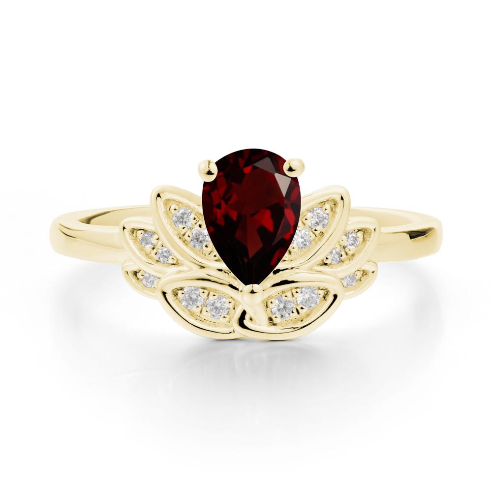 Teardrop Garnet Petal Ring - LUO Jewelry #metal_18k yellow gold