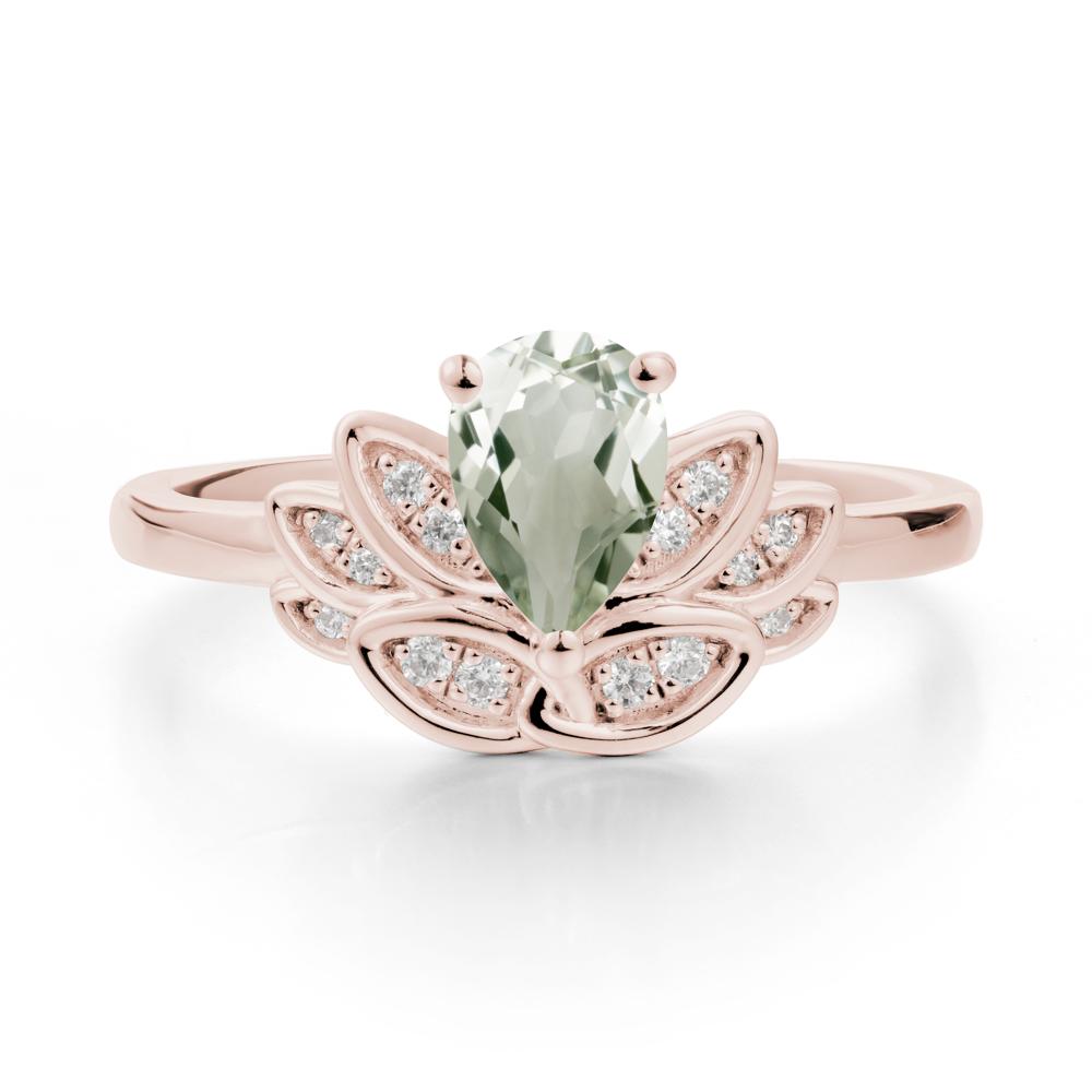 Lotus Flower Green Amethyst Ring - LUO Jewelry #metal_14k rose gold