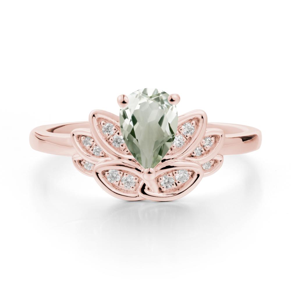 Lotus Flower Green Amethyst Ring - LUO Jewelry #metal_18k rose gold