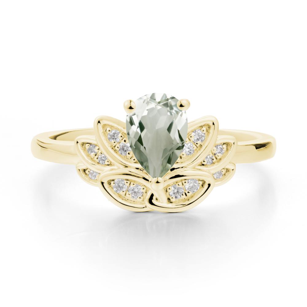 Lotus Flower Green Amethyst Ring - LUO Jewelry #metal_18k yellow gold