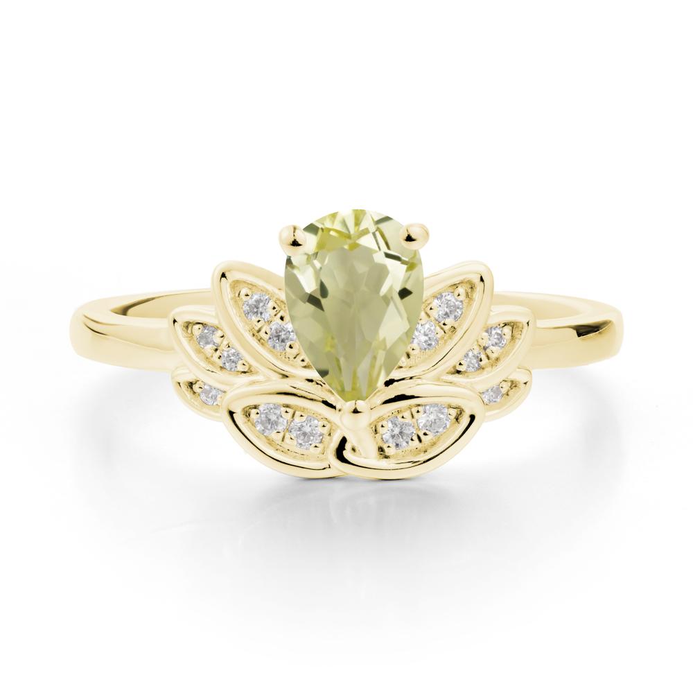 Teardrop Lemon Quartz Petal Ring - LUO Jewelry #metal_18k yellow gold