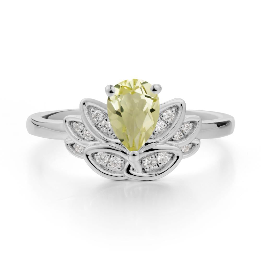 Teardrop Lemon Quartz Petal Ring - LUO Jewelry #metal_platinum