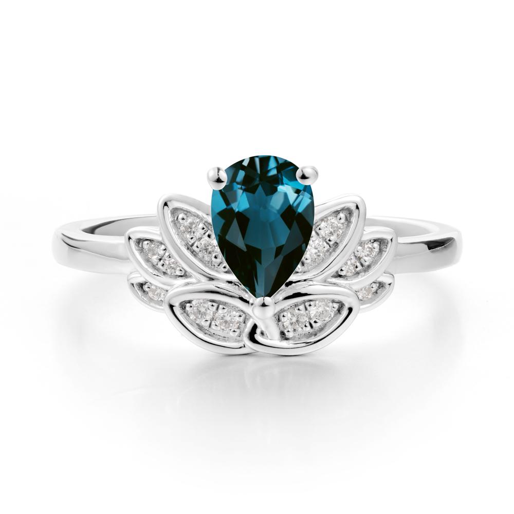 Lotus Flower London Blue Topaz Ring - LUO Jewelry #metal_sterling silver