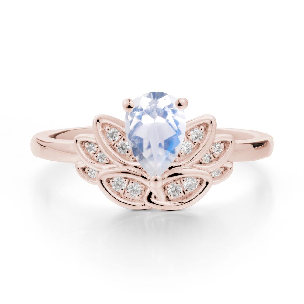 Lotus Flower Ring with Pear Cut Moonstone - LUO Jewelry #metal_14k rose gold