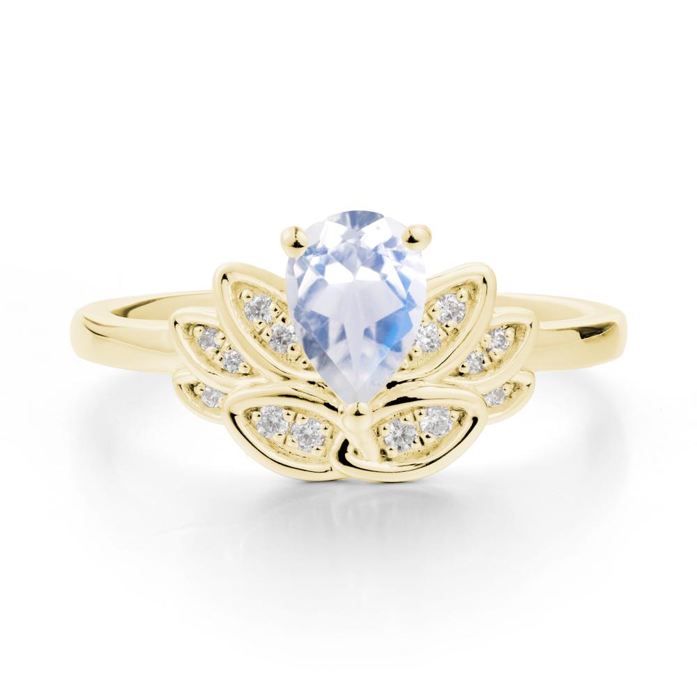 Lotus Flower Ring with Pear Cut Moonstone - LUO Jewelry #metal_18k yellow gold