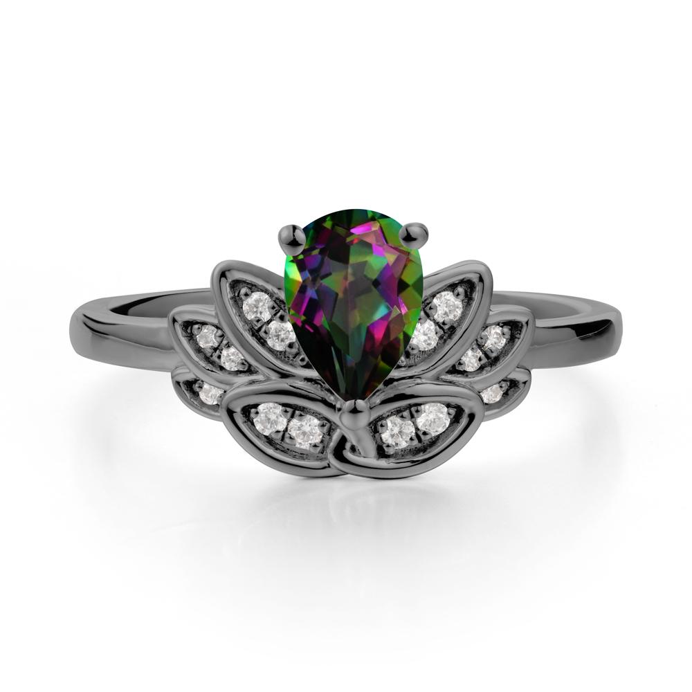Lotus Flower Mystic Topaz Ring - LUO Jewelry #metal_black finish sterling silver
