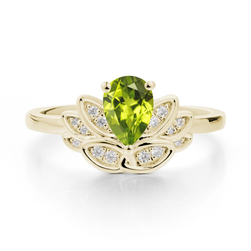 Teardrop Peridot Petal Ring - LUO Jewelry #metal_14k yellow gold