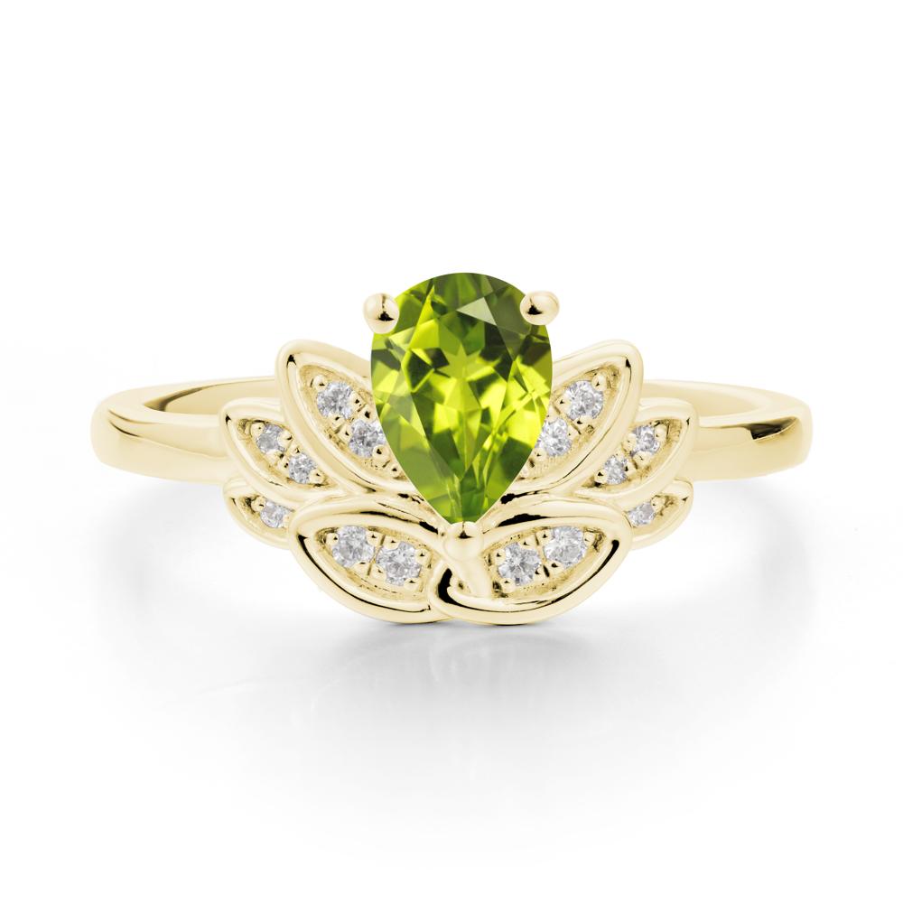 Teardrop Peridot Petal Ring - LUO Jewelry #metal_18k yellow gold