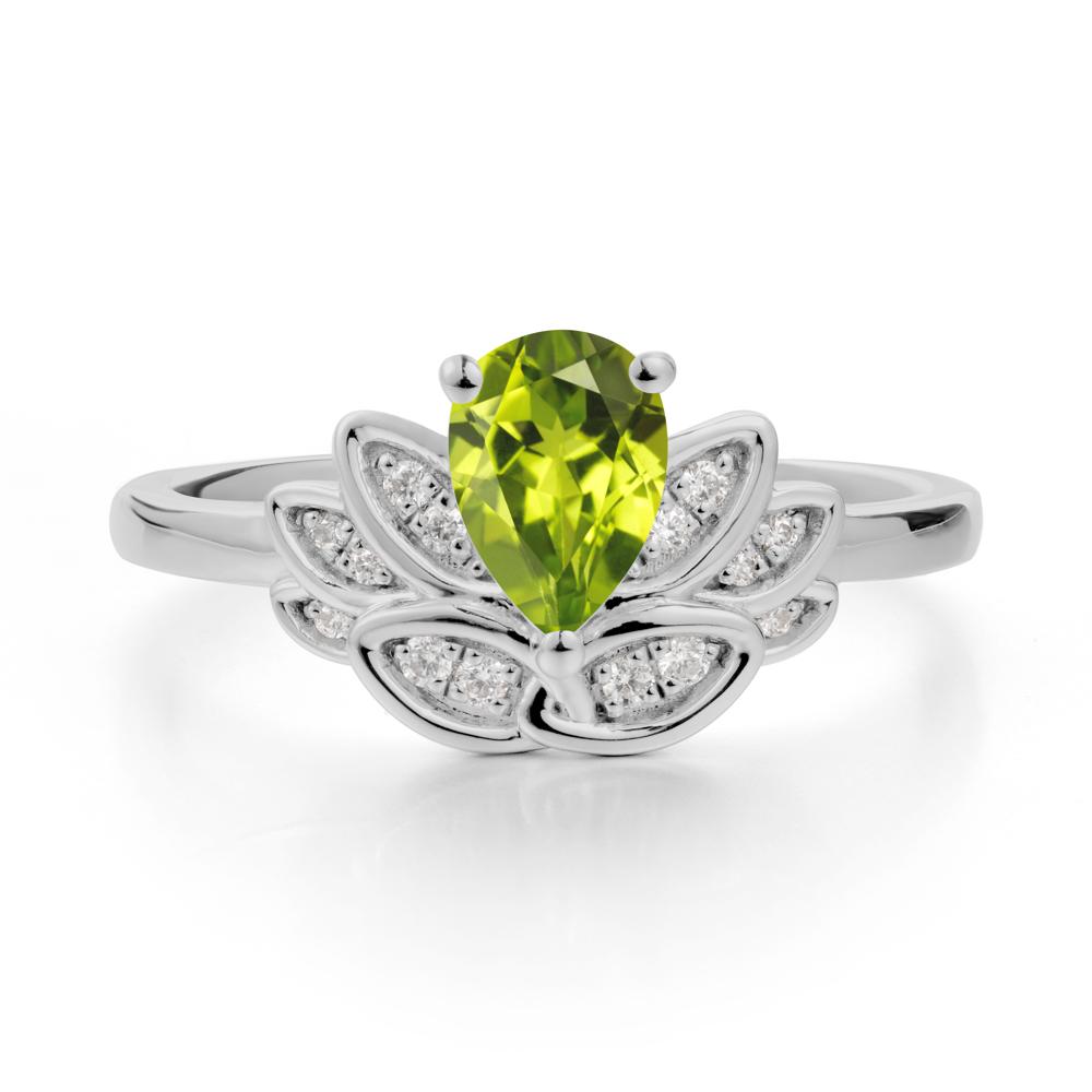 Teardrop Peridot Petal Ring - LUO Jewelry #metal_platinum