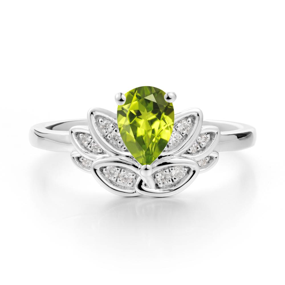 Teardrop Peridot Petal Ring - LUO Jewelry #metal_sterling silver