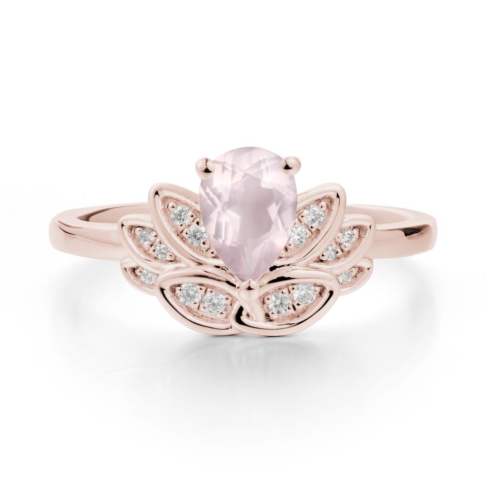 Lotus Flower Rose Quartz Ring - LUO Jewelry #metal_14k rose gold