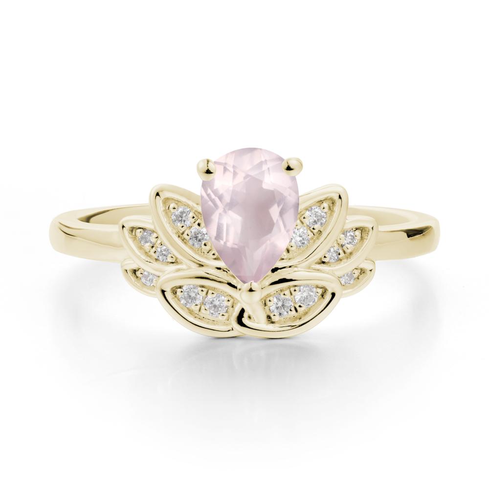 Lotus Flower Rose Quartz Ring - LUO Jewelry #metal_14k yellow gold