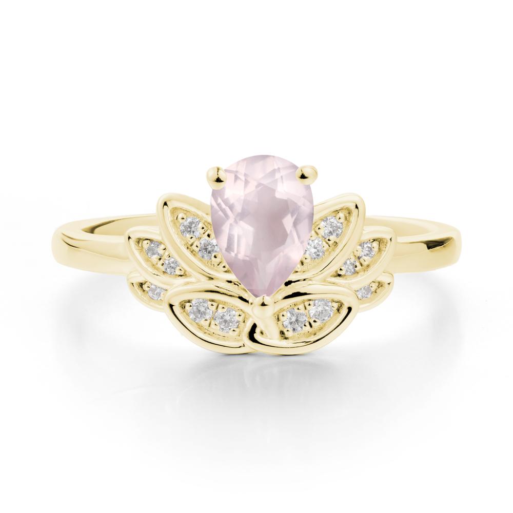 Lotus Flower Rose Quartz Ring - LUO Jewelry #metal_18k yellow gold