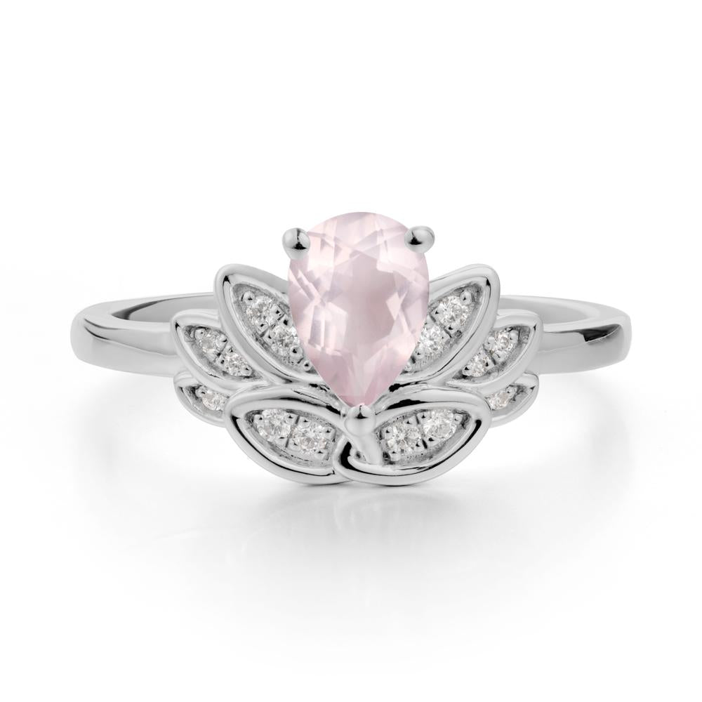 Lotus Flower Rose Quartz Ring - LUO Jewelry #metal_platinum