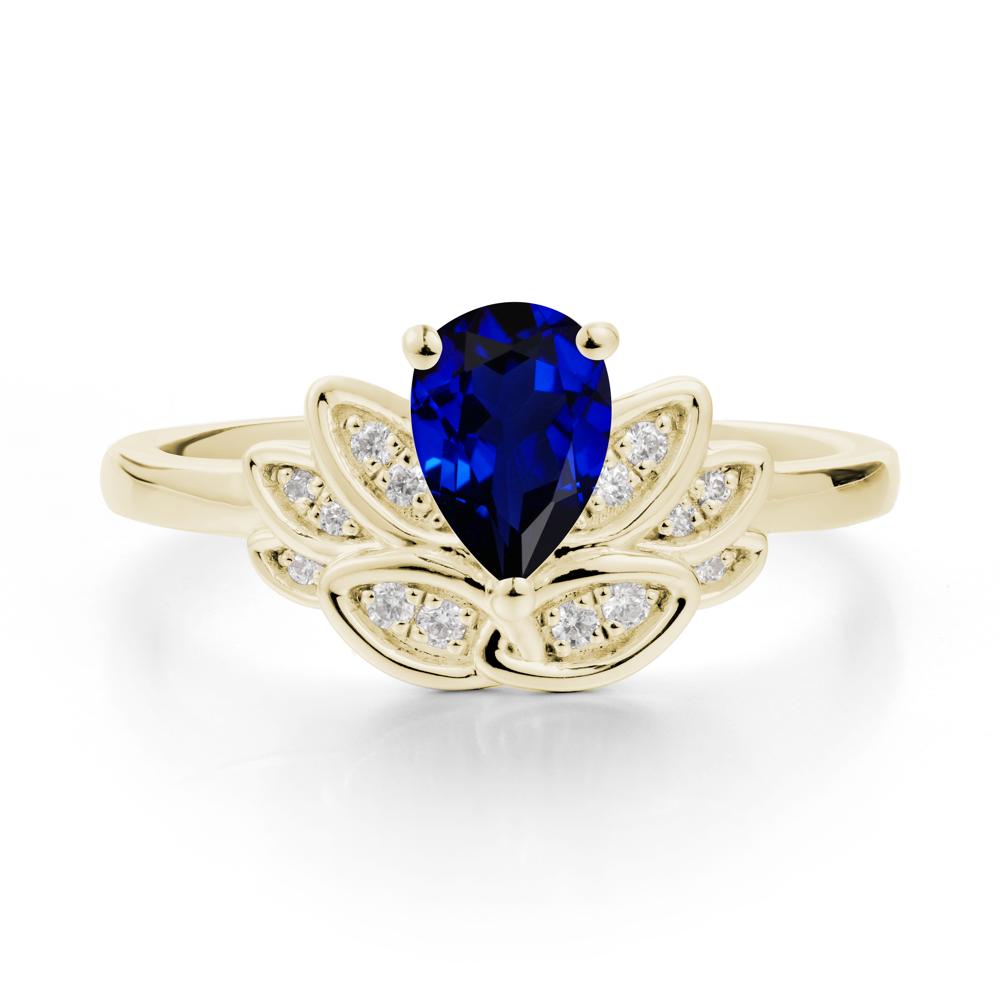 Teardrop Sapphire Petal Ring - LUO Jewelry #metal_14k yellow gold