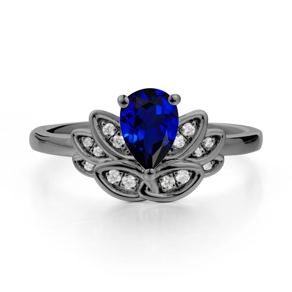 Teardrop Sapphire Petal Ring - LUO Jewelry #metal_black finish sterling silver