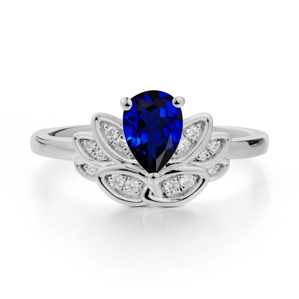 Teardrop Sapphire Petal Ring - LUO Jewelry #metal_platinum