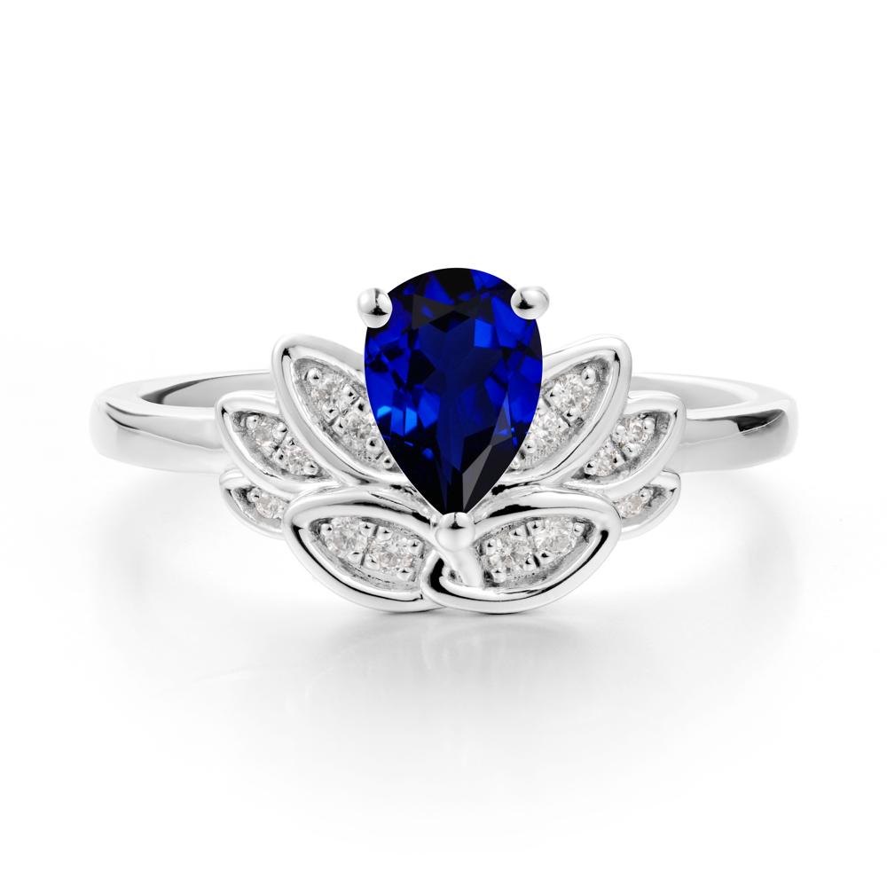 Teardrop Sapphire Petal Ring - LUO Jewelry #metal_sterling silver