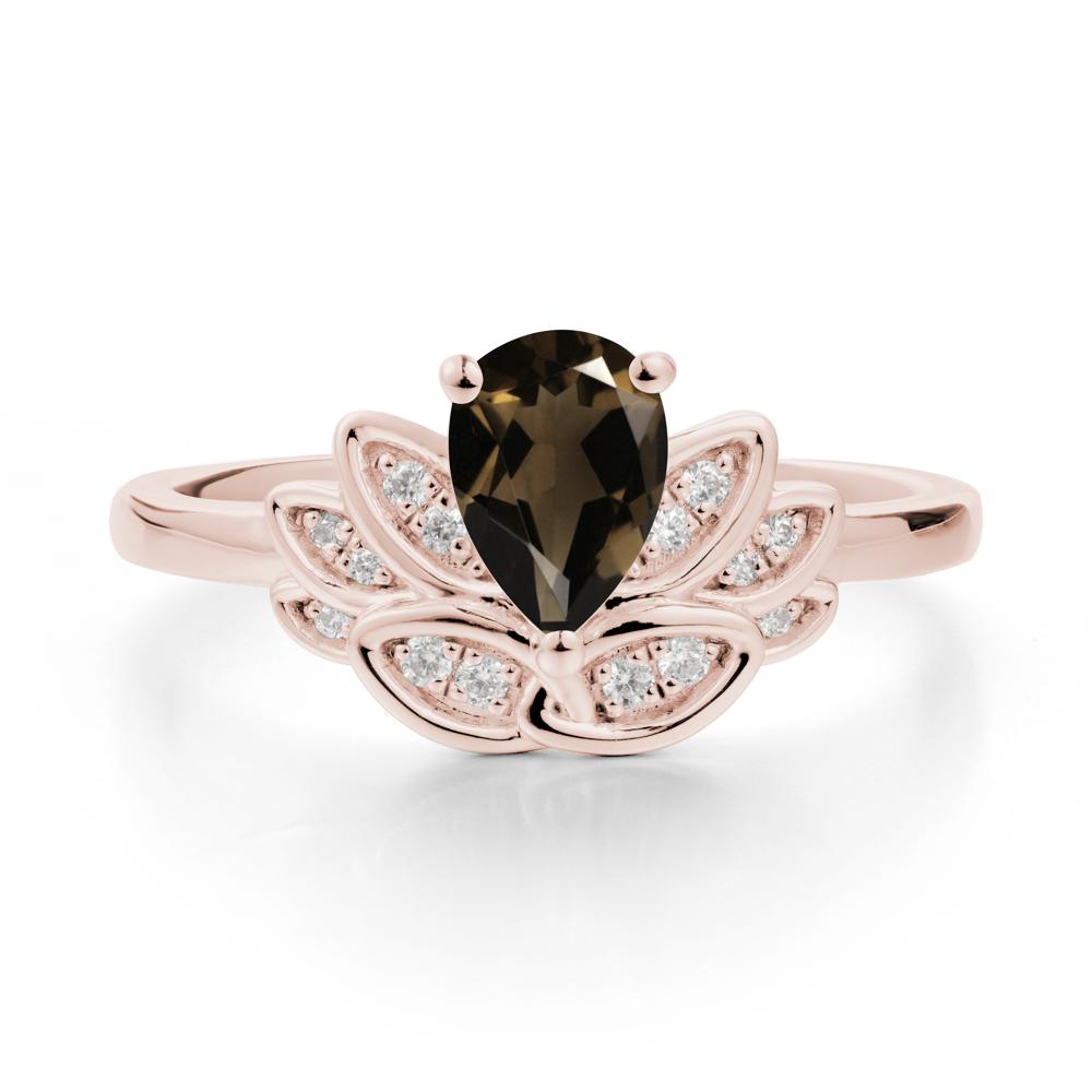 Lotus Flower Smoky Quartz Ring - LUO Jewelry #metal_14k rose gold