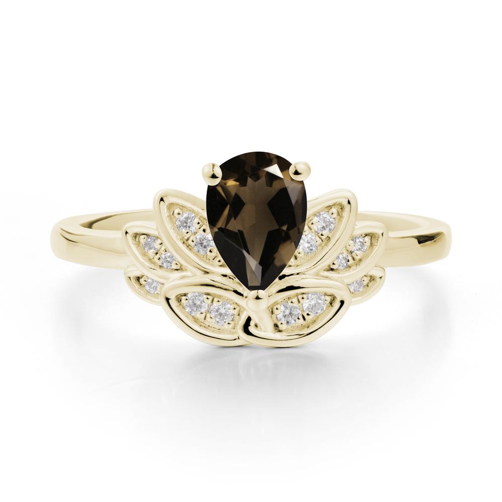 Lotus Flower Smoky Quartz Ring - LUO Jewelry #metal_14k yellow gold