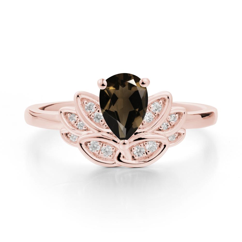Lotus Flower Smoky Quartz Ring - LUO Jewelry #metal_18k rose gold