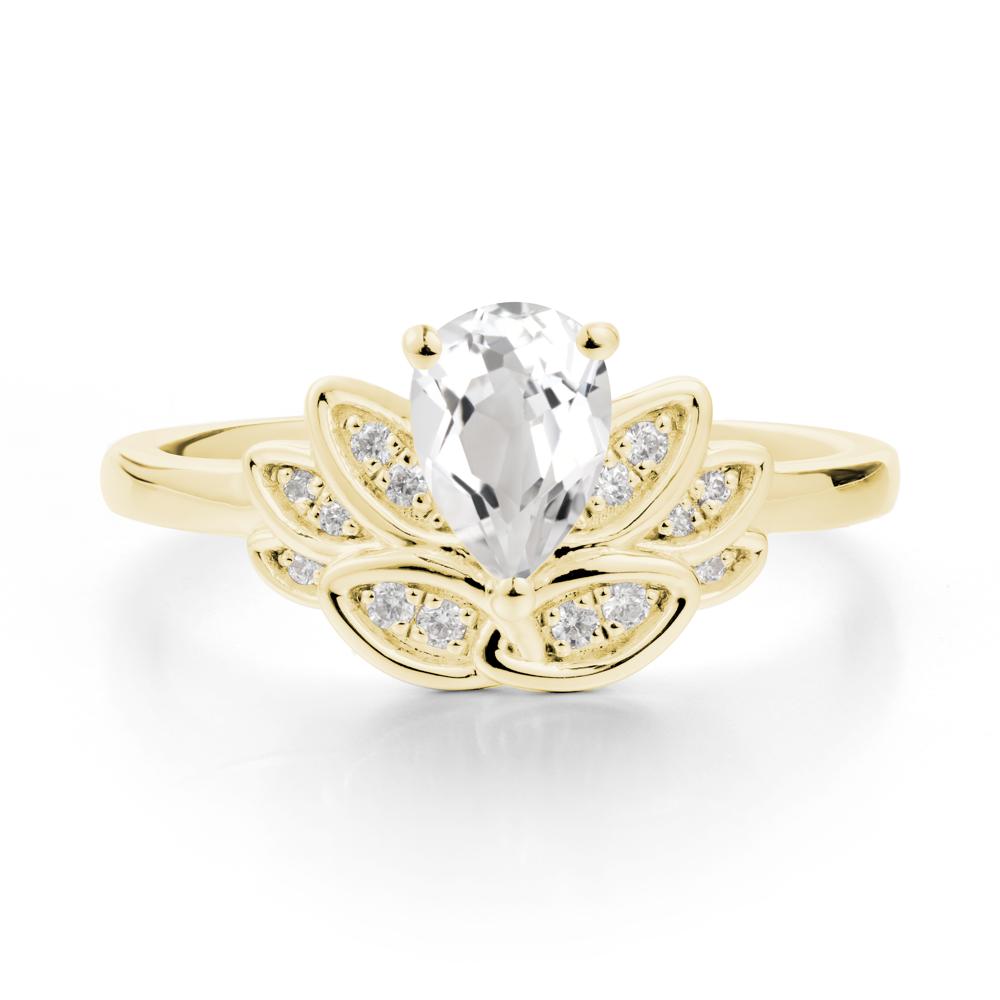 Teardrop White Topaz Petal Ring - LUO Jewelry #metal_18k yellow gold