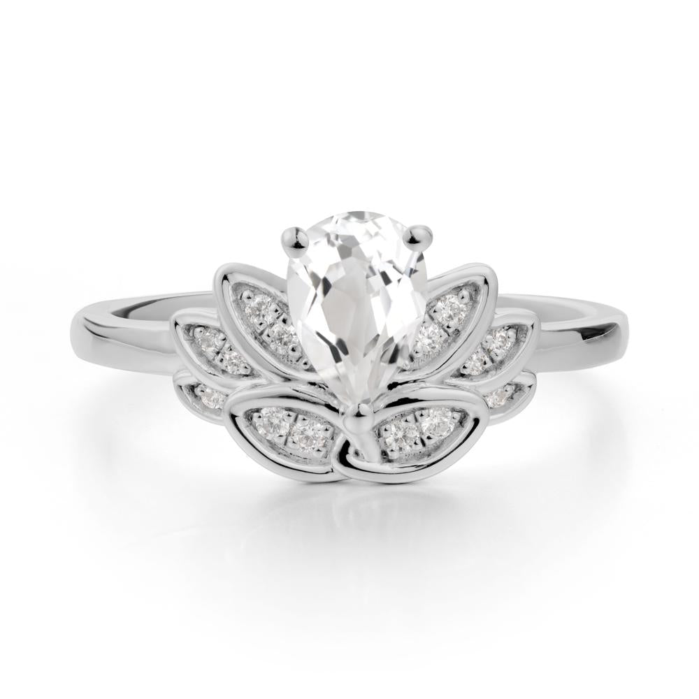 Teardrop White Topaz Petal Ring - LUO Jewelry #metal_platinum