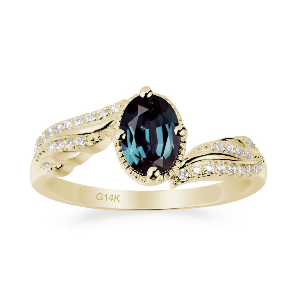 Bypass Band Oval Alexandrite Ring - LUO Jewelry #metal_14k yellow gold