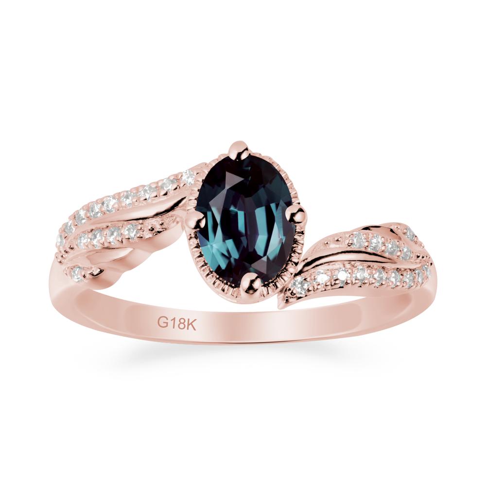 Bypass Band Oval Alexandrite Ring - LUO Jewelry #metal_18k rose gold