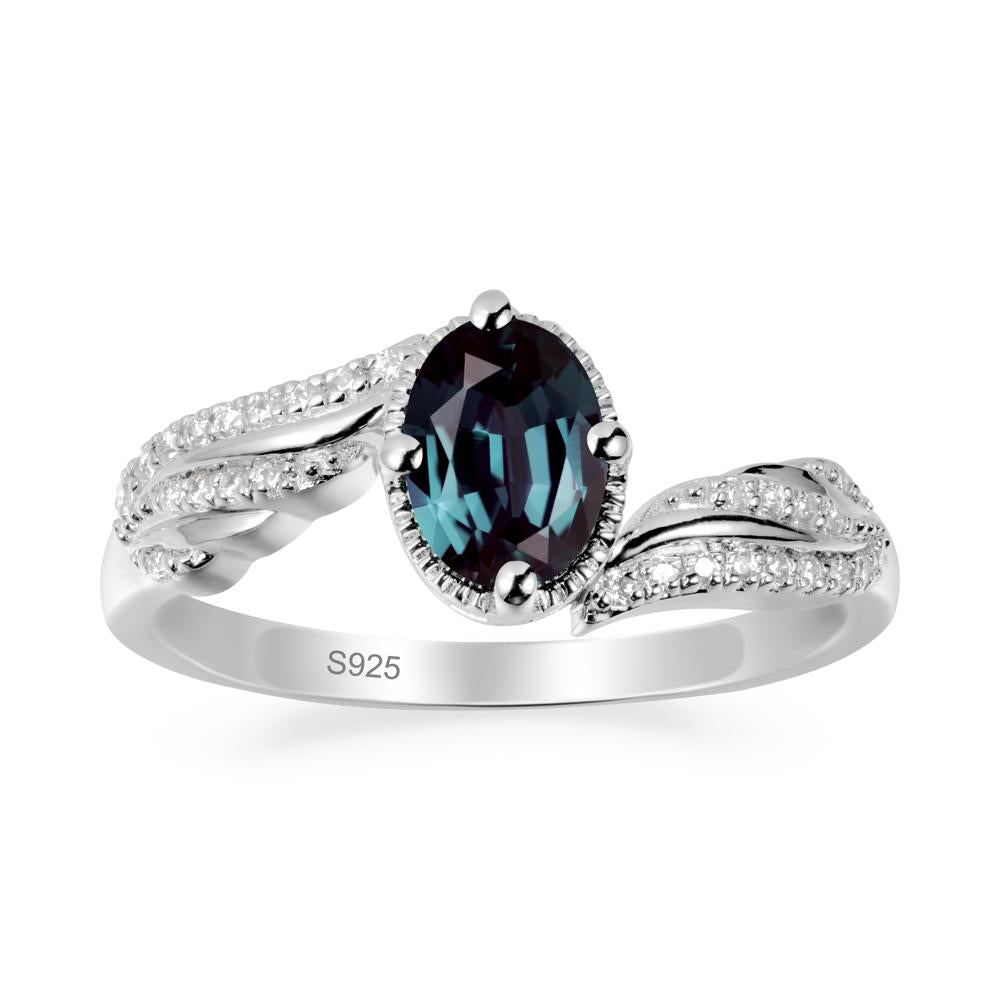 Bypass Band Oval Alexandrite Ring - LUO Jewelry #metal_sterling silver