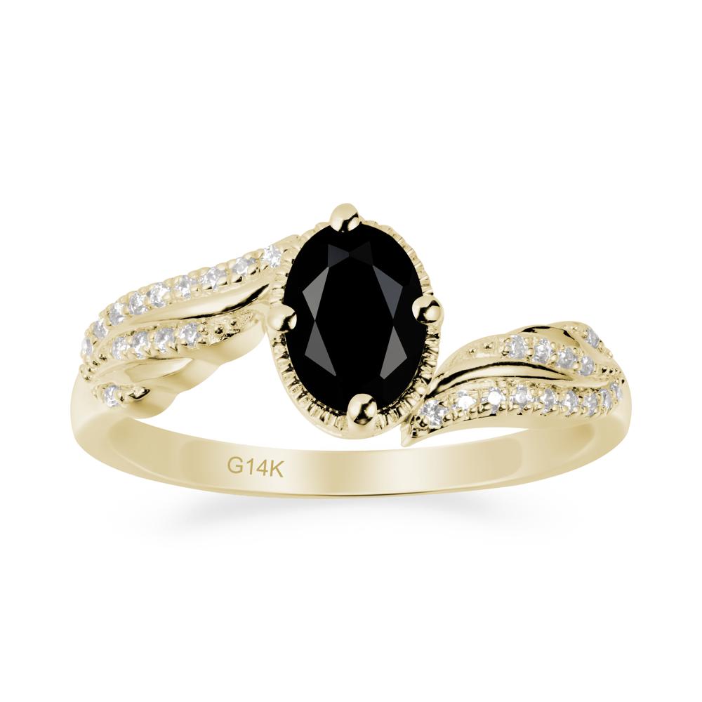 Angel Wings Inspired Black Spinel Ring - LUO Jewelry #metal_14k yellow gold
